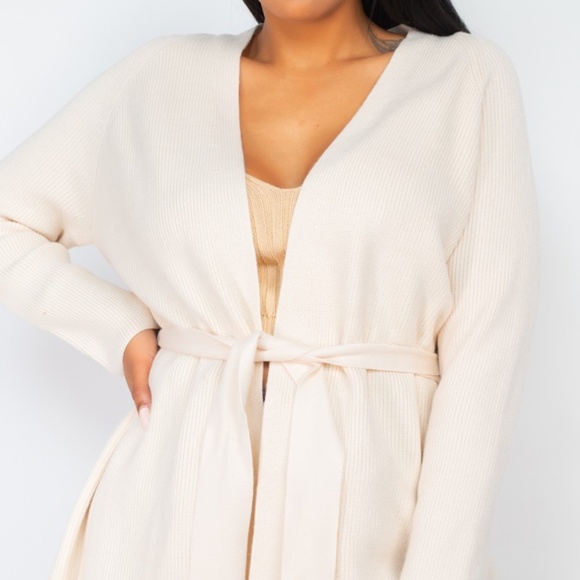 65 - Ivory Belted Cardigan - Picture 1 of 1